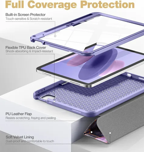Miniatura 6 de SURITCH para iPad de 10.ª generación, funda de 10.9 pulgadas 2022, protector de pantalla integrado, soporte para Apple Pencil, imán, funda