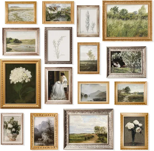 97 Decor Impresiones artísticas vintage para pared, 16 piezas de decoración de campo francés, pósteres vintage para imágenes estéticas de