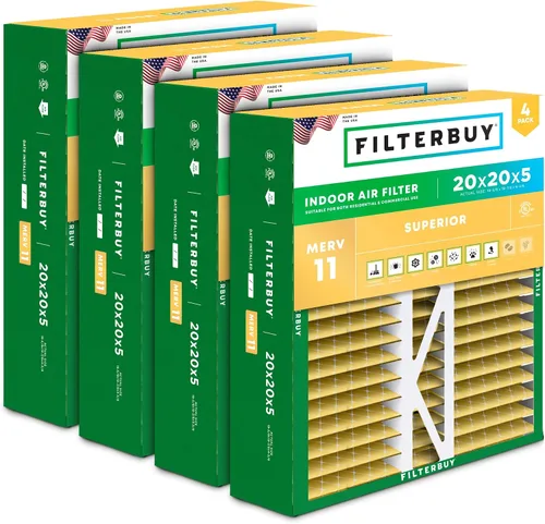 Miniatura 20 de Filterbuy Filtro de aire MERV 11 de 10 x 17 x 2 pulgadas Defensa Superior contra Mascotas y Alergias (paquete de 4), filtros exteriores plisados
