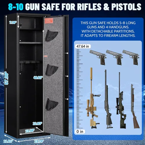 Miniatura 2 de Caja fuerte para pistola de huellas dactilares 8-12, no requiere montaje, seguro para armas para rifles y pistolas, gabinetes de armas para rifles