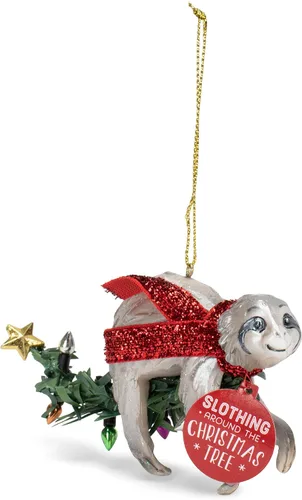 Miniatura 2 de DEMDACO Perezoso perezoso alrededor del árbol de Navidad, adorno de resina para árbol de Navidad, 3.5 x 2.5 pulgadas