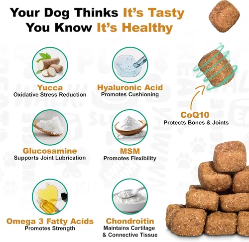 Miniatura 4 de Doggie Dailies Glucosamina para perros – 225 masticables – Suplemento avanzado para las articulaciones para perros con condroitina, MSM, ácido