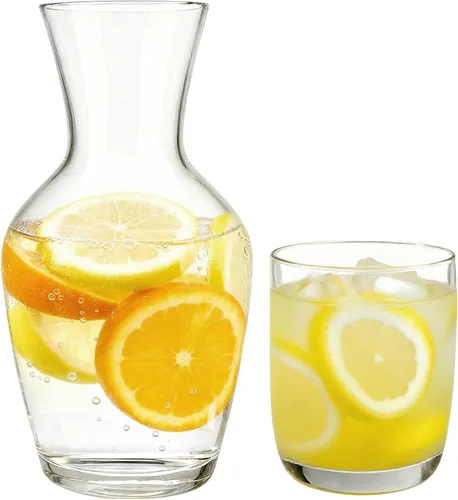 Miniatura 3 de Lily's Home Jarra de agua de 26 oz, con taza de vidrio como tapa, jarra de agua para mesita de noche para dormitorio, baño o cocina, ideal
