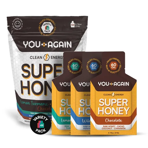 You Again Super Honey Packets - Variedad | Gel energético limpio para entrenamiento | Ciclismo, resistencia, gel para correr o refrigerio energético
