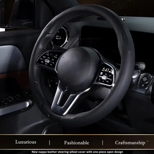 Miniatura 2 de Aimato Funda ultrafina para volante de automóvil, microfibra cómoda y transpirable, ajuste universal para la mayoría de los automóviles, color negro
