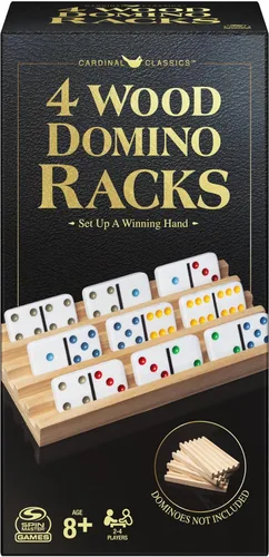 Spin Master Games, soportes de dominó de madera, juego de 4 bandejas para dominó Tren Mexicano, juegos de dominó, juego clásico, juego para niños,