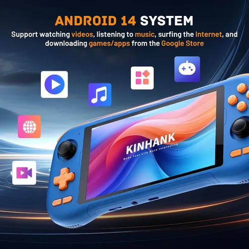 Miniatura 3 de Kinhank K56 Consola de Juegos Portátil Retro con más de 16000 Juegos Integrados, Consola de Juegos Portátil Android 14.0, Pantalla Táctil de 5.5