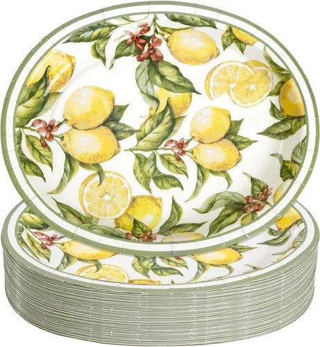 Miniatura 18 de WDF Paquete de 50 platos florales ovalados de papel, platos llanos desechables grandes de 10 x 12 pulgadas, platos desechables florales