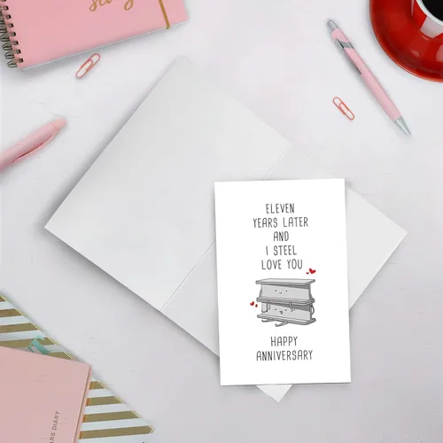 Miniatura 4 de SuperShunhu Divertida tarjeta de aniversario de 11 años, tarjeta de aniversario del 11 aniversario para él y ella, tarjeta de juego de palabras