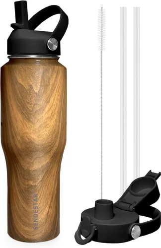 Miniatura 9 de SENDESTAR Botella de agua de acero inoxidable de 40 onzas (fría durante 48 horas, caliente durante 24 horas), botella aislada al vacío de doble Gris