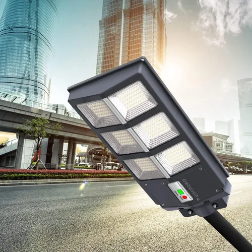 Gebosun Luz de inundación solar de 300 W para exteriores, 30000 lm 7000 K, luz solar de seguridad LED IP65 impermeable del atardecer al amanecer con