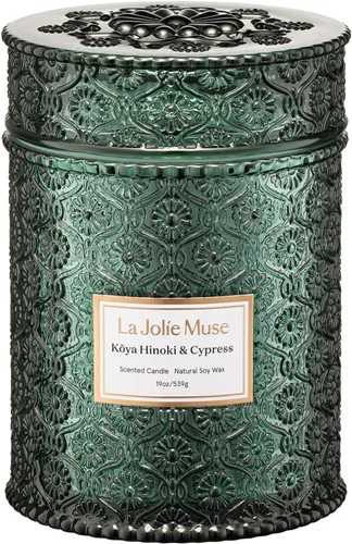 Miniatura 16 de LA JOLIE MUSE Vela Sahara Amber – Bergamota, clavo y ámbar Vela de cera de soja grande de 12 onzas con 2 mechas 60 horas de combustión limpia