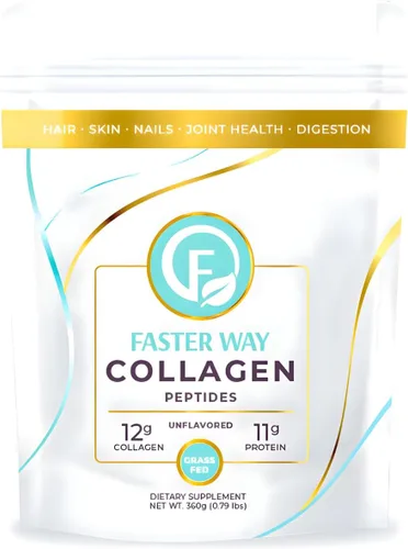 Faster Way - Péptidos de colágeno - 0.44 oz de colágeno hidrolizado + 0.43 oz de proteína por porción - cabello, piel y uñas - Aminoácidos -