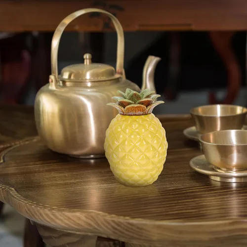 Miniatura 9 de BESTonZON Bote de té con forma de piña de 5.23 pulgadas de cerámica hermética para almacenamiento de té, tarro organizador para café suelto, azúcar