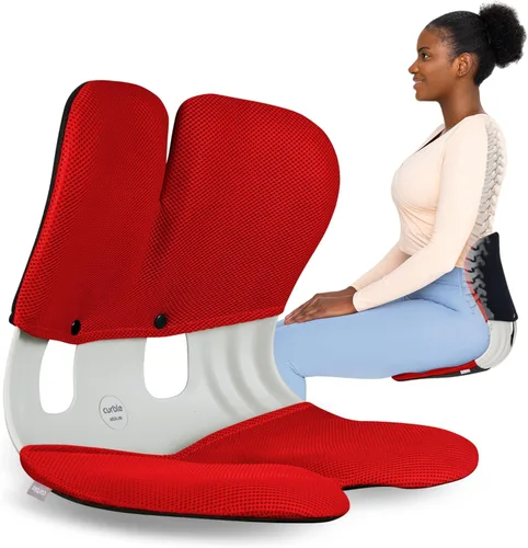Miniatura 11 de curble Grand Cover, funda desmontable para silla de adulto, soporte ergonómico para respaldo de silla y soporte lumbar (azul)