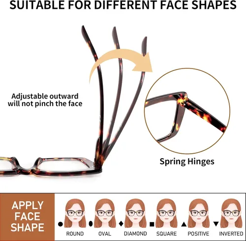 Miniatura 5 de REAVEE Paquete de 3 elegantes lentes de lectura para mujer, con bloqueo de luz azul, marco de gran tamaño con bisagra de resorte, lente transparente