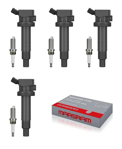 Marsram Paquete de bobinas de encendido UF247 y bujía de iridio doble 4503 compatible con Toyota 2000-2008 Corolla 2000-2005 MR2 Spyder Celica,