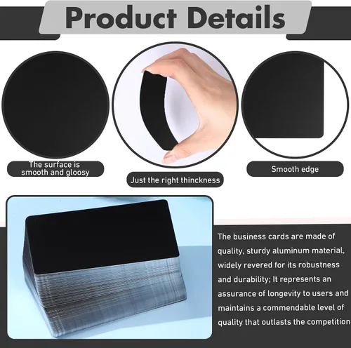 Miniatura 3 de Zonon Paquete de 200 placas de aluminio grabadas para grabador CNC, manualidades láser, tarjetas de visita de metal multiusos, hojas de grabado