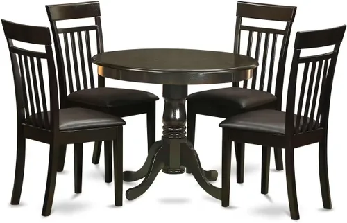 Miniatura 8 de East West Furniture AANCA5-MAH-W Juego de mesa de comedor de 5 piezas incluye una mesa de cocina redonda con pedestal y 4 sillas de comedor, 36 x 36