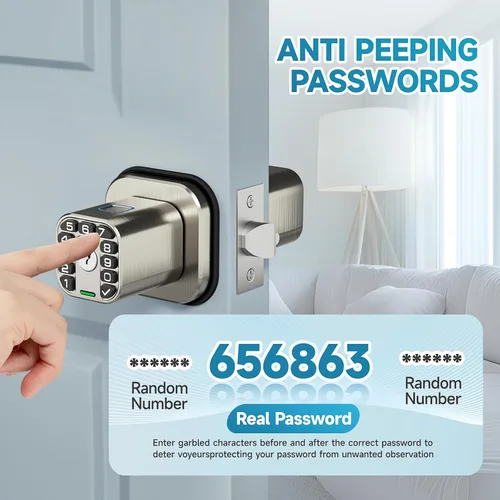 Miniatura 7 de Richelock Pomo de puerta de huellas dactilares, cerradura biométrica inteligente con teclado, perilla de puerta de código de entrada sin llave