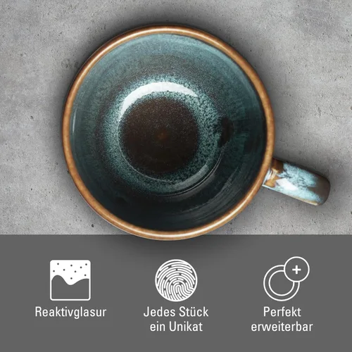 Miniatura 5 de Villeroy & Boch Lave Glace - Taza con asa, elegante taza de loza para todo el día, turquesa, 13.5 onzas, apta para lavavajillas