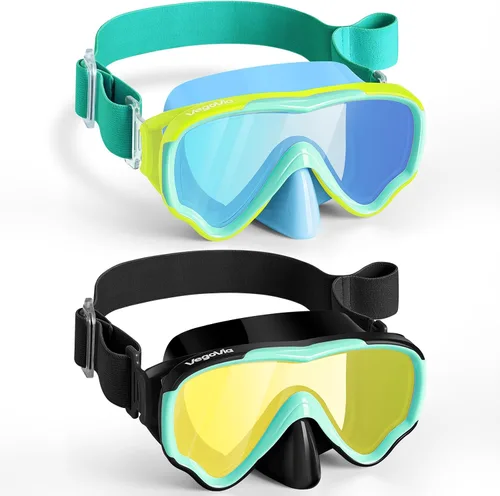 Miniatura 14 de VegoVia Gafas de natación para niños con cubierta para la nariz, antiempañamiento de visión amplia, máscara de natación transparente para niños
