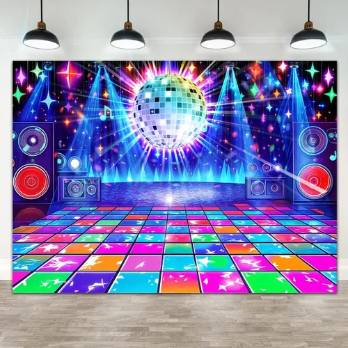 Miniatura 13 de Telón de fondo para decoración de discoteca, retro brillante, fiesta de los años 70, 80, 90, temática de escenario, danza, decoración de fiesta