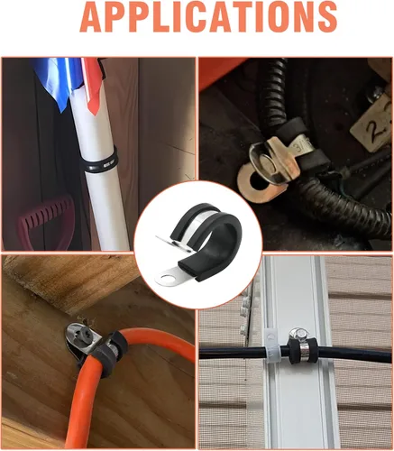 Miniatura 7 de AKIHISA Kit de 56 abrazaderas de cable de 1/4"-1", 7 tamaños, abrazaderas de conducto de acero inoxidable 304, para cable, tubería, manguera, línea