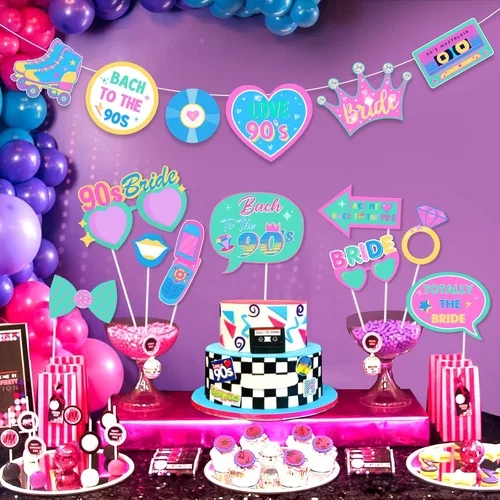 Miniatura 3 de 24 piezas de accesorios para cabina de fotos de fiesta de regreso a los 90, decoraciones de despedida de soltera de los 90, tema retro hip hop