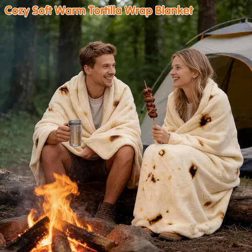 Miniatura 6 de CASOFU Manta Tipo Throw de Sherpa de Burritos de Tortilla de Harina Gigante, Manta de Taco de Sherpa Novedosa Suave y Cálida para Tu Familia. Sherpa