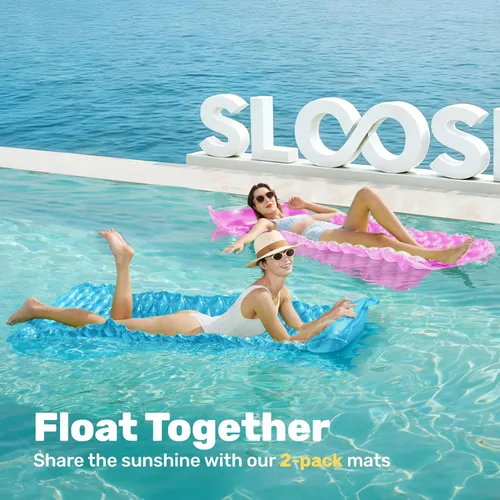 Miniatura 2 de SLOOSH Inflatable Pool Floats Raft,Floating Lounge for Adults,64x32 inch Swimming Mat Pool Mattress with Headrest,2 Pieces Float Air Mat for Summer