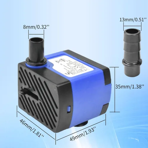 Miniatura 2 de CONQUERALL Bomba sumergible 92GPH 5W Mini ajustable para peceras, fuentes de mesa, sistemas hidropónicos, fuentes para mascotas
