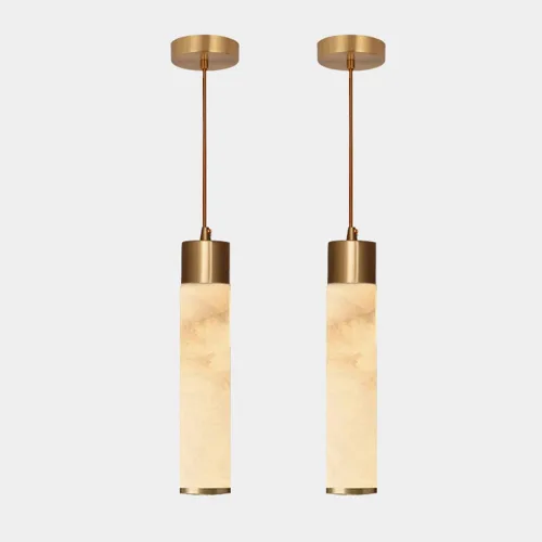 Miniatura 6 de Nordic Retro Marble Pendant Lights, Modern 2 Pack Full Copper Ceiling Hanging Lighting, 3000K Warm Light Chandeliers for Kitchen Island Dining Room