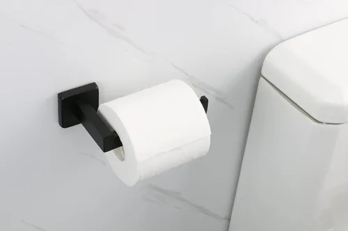 Miniatura 2 de TocTen Soporte de papel higiénico para papel higiénico para papel grande, hecho de acero inoxidable SUS 304 grueso, soporte de pared cuadrado Negro