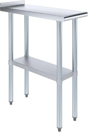Miniatura 20 de AmGood Mesa de trabajo de acero inoxidable de 24 pulgadas x 12 pulgadas con protector contra salpicaduras de 1.5 pulgadas Mesa de preparación