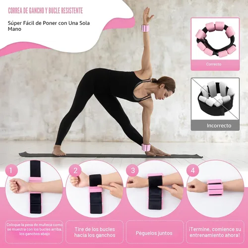 Miniatura 8 de Pilates - Pesas de tobillo y muñeca para mujer, juego de 2 pesas portátiles y fuertes para brazos y piernas (1 libra/2.2 libras cada una), pesas