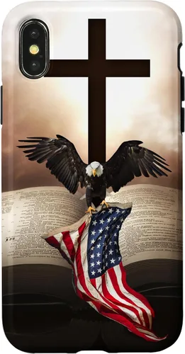 Miniatura 5 de Pretty Christian Cross Bible A Bald Eagle Grip American Flag Case for iPhone 17