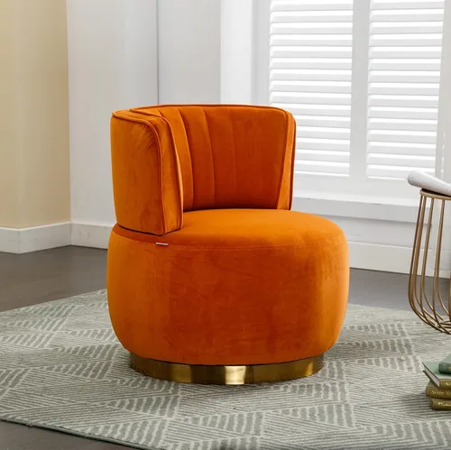 Miniatura 5 de Silla giratoria de terciopelo, sillón giratorio tapizado de 360 grados, moderno y cómodo sillón redondo para sala de estar pequeña, dormitorio