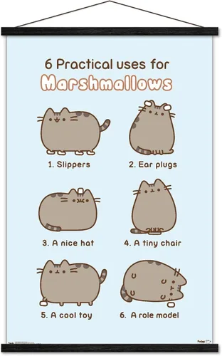 Miniatura 8 de Trends International Pusheen - Póster de pared de malvavisco, 14.725 x 22.375 pulgadas, versión enmarcada de madera de granero