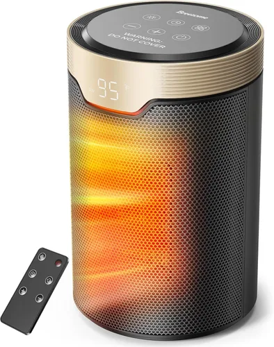 BREEZOME Calentador de espacio, calentadores eléctricos portátiles de 1500 W para uso en interiores, calentador de escritorio pequeño silencioso