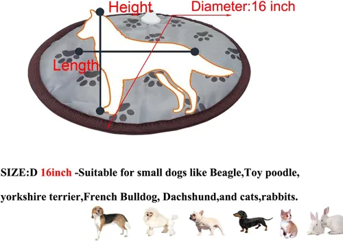 Miniatura 2 de Almohadilla térmica para mascotas para perros y gatos pequeños, cama eléctrica con temporizador, a prueba de mordidas, fácil de limpiar, redonda, 16