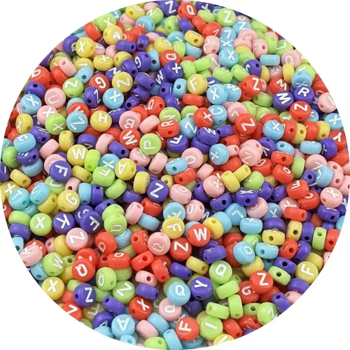 1000 cuentas redondas de letras acrílicas de 0.16 x 0.27 pulgadas (0.157 x 0.276 in), cuentas espaciadoras para hacer joyas, pulseras, collares,