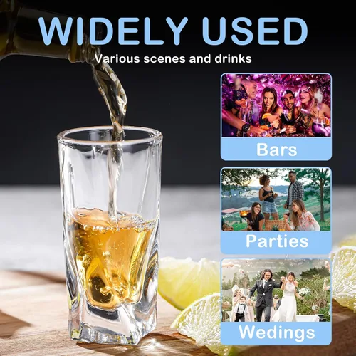 Miniatura 5 de Juego de 28 vasos de chupito a granel con base pesada, vasos de whisky de 1.3 onzas, vasos de bebidas espirituosas, juego de vasos de tequila, vasos