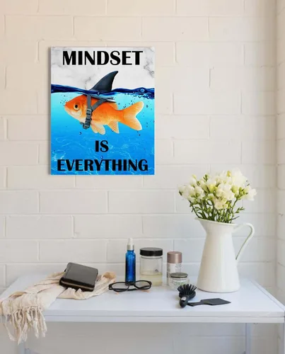 Miniatura 3 de Mindset is Everything Wall Art: póster motivacional para decoración de pared, citas inspiradoras, impresiones positivas para el hogar, 12 x 15