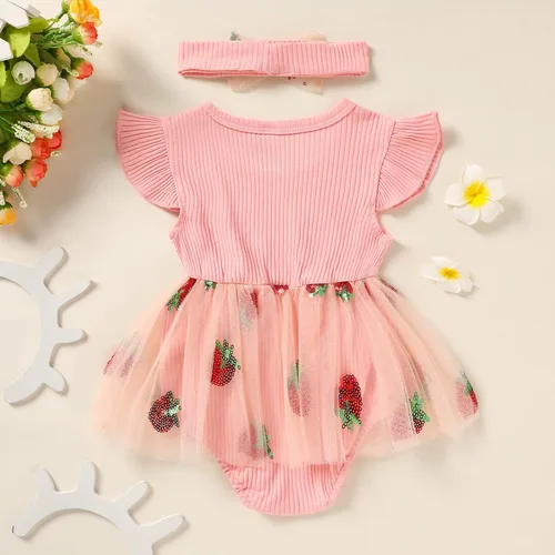 Miniatura 16 de GRNSHTS Traje de bebé niña 1er cumpleaños traje acanalado tul mameluco princesa pastel Smash sesión de fotos ropa + diadema