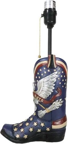 Miniatura 5 de Ebros Gift Banderín patriótico de piel sintética con diseño de águila calva y bandera americana, bota vaquera, pintada a mano, lámpara de mesa