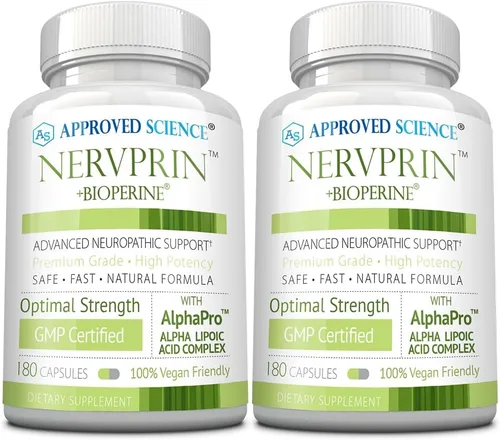 Approved Science Nervprin - Soporte nervioso - Benfotiamina, B12, ácido R-alfa-lipoico, corydalis, boswellia, BioPerine - 360 cápsulas - Hecho en