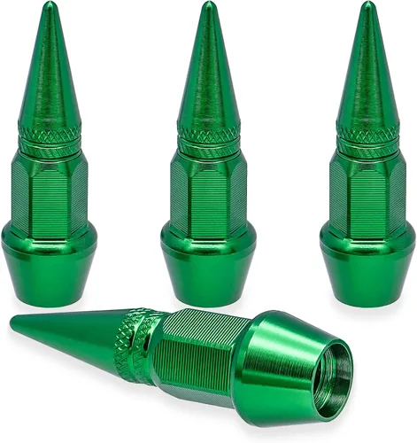 Miniatura 7 de 4 piezas de tapas de válvula de rueda con estilo púas, cubiertas universales de válvula de rueda de aleación de aluminio a prueba de polvo