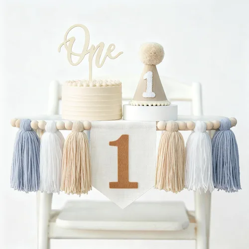 Miniatura 16 de Banner de Silla Alta con Margaritas Bohemias Primer Cumpleaños Niña Para Decoraciones de Primera Fiesta Conjunto Con Adorno de Pastel Hecho a Mano