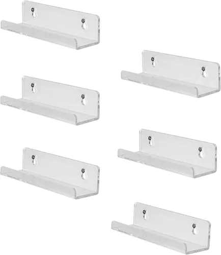 Miniatura 8 de Sooyee Paquete de 6 estantes flotantes invisibles de acrílico de 7 pulgadas para habitación de niños, estante de pared moderno para almacenamiento